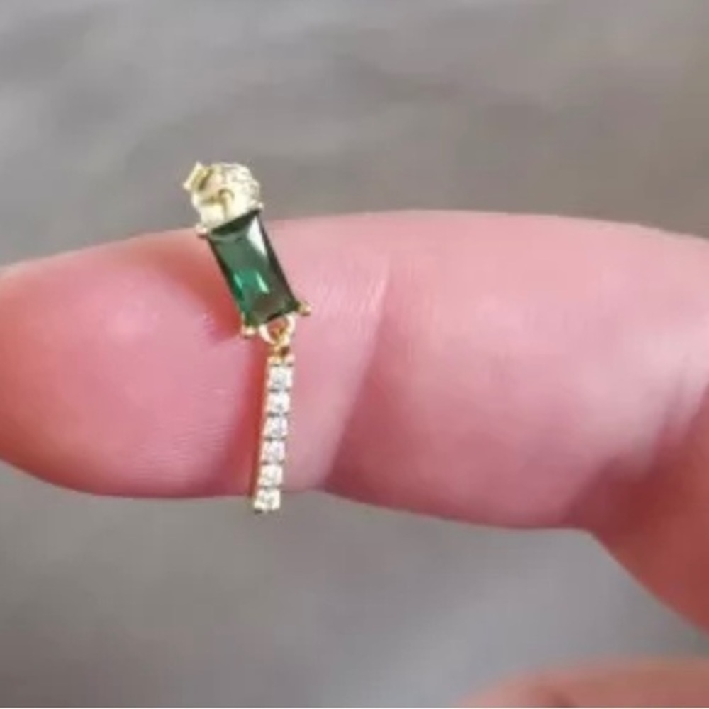 Emerald Rhinestone Earrings - Picture 5 of 6